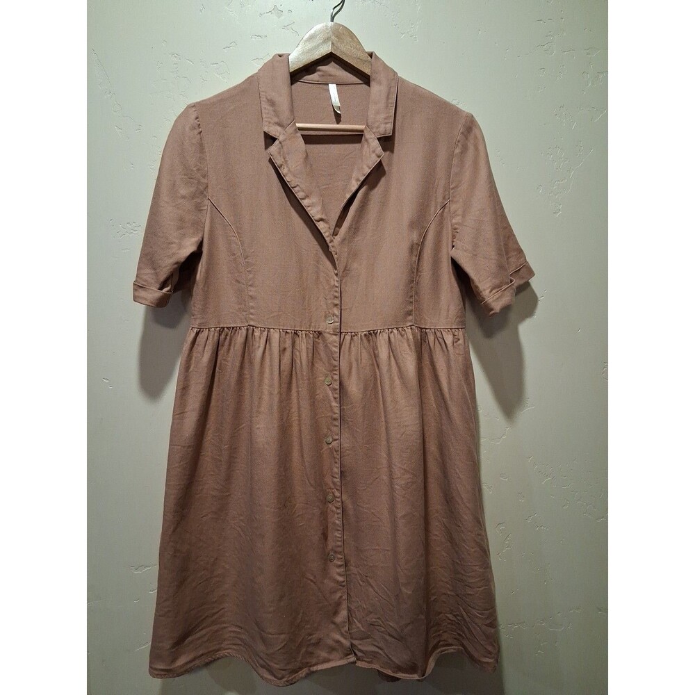 Rylee and Cru Women's Size S Button Up Dress Knee Length Empire Waist Lagenlook